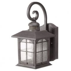 Home Decorators Collection Brimfield 14.2 in. Aged Iron 1 Light Outdoor Wall Lantern with Clear Seedy Glass Shade and 220 Motion Sensing -Home Decorators Soldes aged iron home decorators collection outdoor sconces hb7251ma 292 1d 1000