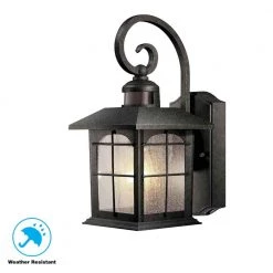 Home Decorators Collection Brimfield 14.2 in. Aged Iron 1 Light Outdoor Wall Lantern with Clear Seedy Glass Shade and 220 Motion Sensing -Home Decorators Soldes aged iron home decorators collection outdoor sconces hb7251ma 292 4f 1000