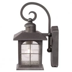 Home Decorators Collection Brimfield 14.2 in. Aged Iron 1 Light Outdoor Wall Lantern with Clear Seedy Glass Shade and 220 Motion Sensing -Home Decorators Soldes aged iron home decorators collection outdoor sconces hb7251ma 292 77 1000