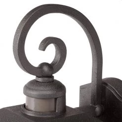 Home Decorators Collection Brimfield 14.2 in. Aged Iron 1 Light Outdoor Wall Lantern with Clear Seedy Glass Shade and 220 Motion Sensing -Home Decorators Soldes aged iron home decorators collection outdoor sconces hb7251ma 292 a0 1000