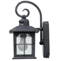 Home Decorators Collection Brimfield 14.2 in. Aged Iron 1 Light Outdoor Wall Lantern with Clear Seedy Glass Shade and 220 Motion Sensing -Home Decorators Soldes aged iron home decorators collection outdoor sconces hb7251ma 292 c3 1000