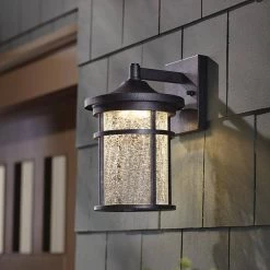 Home Decorators Collection Westbury Collection Aged Iron Outdoor LED Wall Lantern Sconce with Crackle Glass -Home Decorators Soldes aged iron home decorators collection outdoor sconces led kb 08304 4f 1000