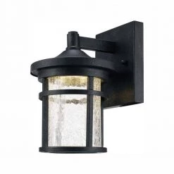 Home Decorators Collection Westbury Collection Aged Iron Outdoor LED Wall Lantern Sconce with Crackle Glass