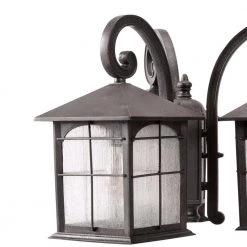 Home Decorators Collection Brimfield 88.5 in. Aged Iron 3-Head, 3-Light Outdoor Post Lamp with Clear Seedy Glass Shade -Home Decorators Soldes aged iron home decorators collection post light sets hb7019a 292 40 1000