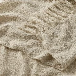 Home Decorators Collection Almond Biscotti Ivory Cozy Boucle Throw Blanket with Tassels -Home Decorators Soldes almond biscotti home decorators collection throw blankets swh404 40 1000