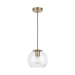 Home Decorators Collection 1-Light Antique Brass and Glass Mini-Pendant