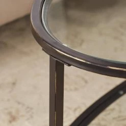 Home Decorators Collection Bella 46 in. Antique Bronze/Clear Large Oval Glass Coffee Table with Shelf -Home Decorators Soldes antique bronze home decorators collection coffee tables v183102xxb np 66 1000