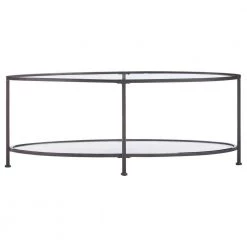 Home Decorators Collection Bella 46 in. Antique Bronze/Clear Large Oval Glass Coffee Table with Shelf -Home Decorators Soldes antique bronze home decorators collection coffee tables v183102xxb np 77 1000