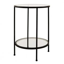 Home Decorators Collection Bella Round Antique Bronze Metal and Glass Accent Table (18 in. W x 24 in. H)