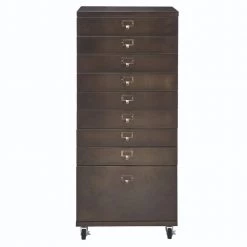 Home Decorators Collection Becker 9-Drawer Antique Bronze Metal Storage Cart