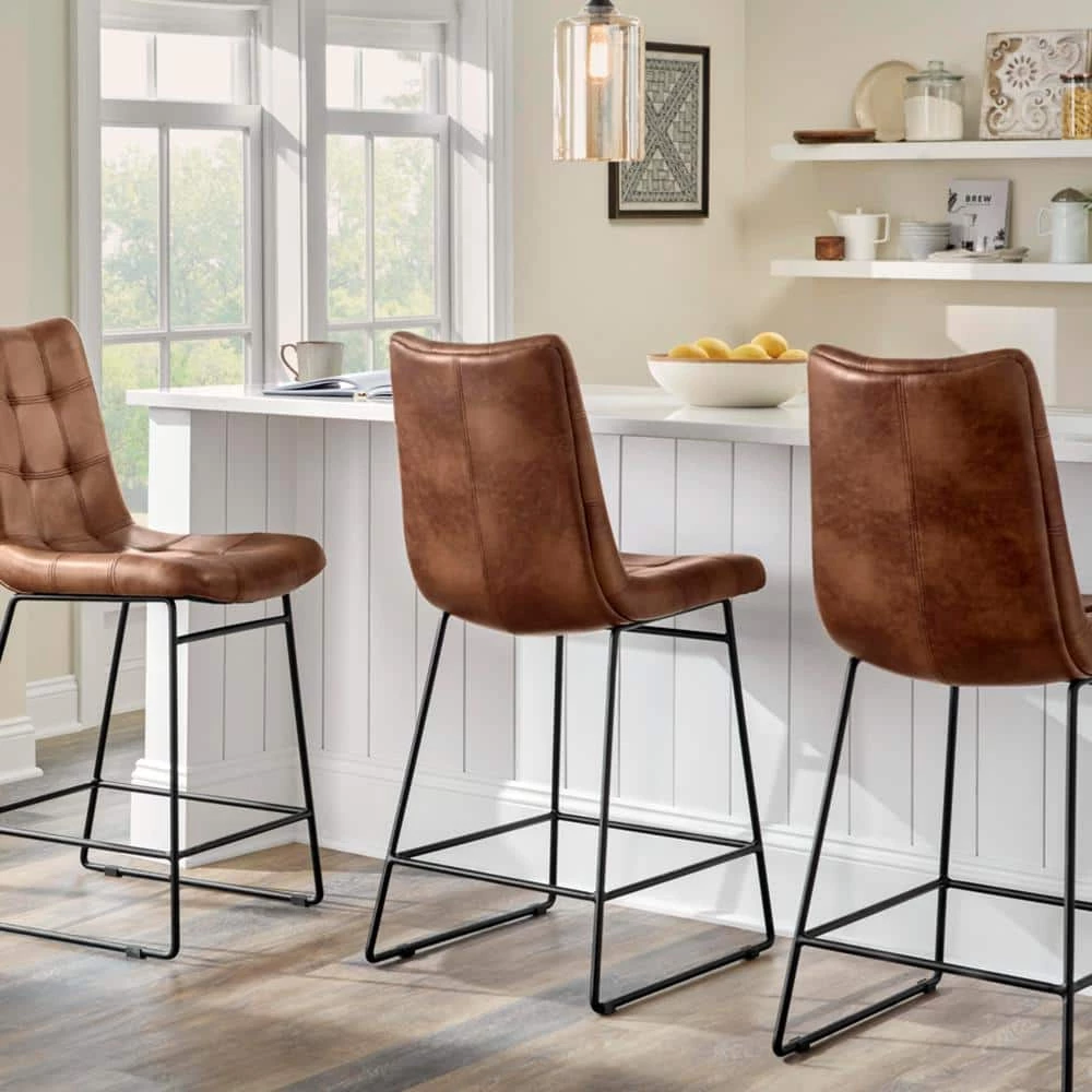 Home Decorators Collection Ivers Stitched Faux Leather Upholstered Counter Stool with Back 15 Home Decorators Collection Ivers Stitched Faux Leather Upholstered Counter Stool with Back - Image 13
