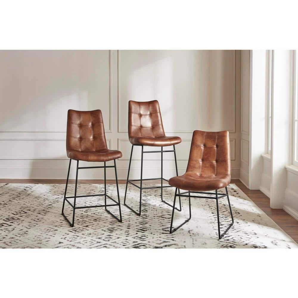 Home Decorators Collection Ivers Stitched Faux Leather Upholstered Counter Stool with Back 10 Home Decorators Collection Ivers Stitched Faux Leather Upholstered Counter Stool with Back - Image 8