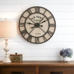 Home Decorators Collection Rustic Black Metal and Natural Shiplap Decorative Wall Clock (23 in.) -Home Decorators Soldes antique home decorators collection wall clocks 20bc103b2e 40 1000