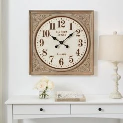 Home Decorators Collection Large Square Wall Clock with Antiqued Wooden Frame (27 in.) -Home Decorators Soldes antique home decorators collection wall clocks 99bc100c5a 40 1000