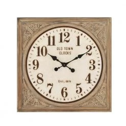 Home Decorators Collection Large Square Wall Clock with Antiqued Wooden Frame (27 in.)