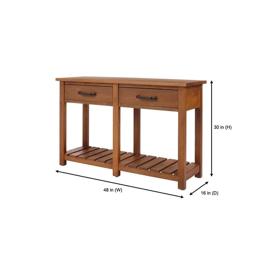 Home Decorators Collection Danforth 48 in. Antique Patina Standard Rectangle Wood Console Table with Drawers 4 Home Decorators Collection Danforth 48 in. Antique Patina Standard Rectangle Wood Console Table with Drawers - Image 2