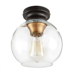 Home Decorators Collection Evelyn 8 in. 1-Light Modern Industrial Bronze Flush Mount Ceiling Light with Clear Glass Shade -Home Decorators Soldes artisan bronze home decorators collection flush mount lights hb1078 313 77 1000