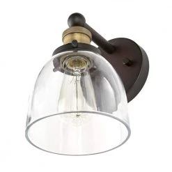 Home Decorators Collection Evelyn 6 in. 1-Light Bronze Modern Industrial Wall Mount Sconce Light with Clear Glass Shade -Home Decorators Soldes artisan bronze home decorators collection vanity lighting hb15018 313 66 1000