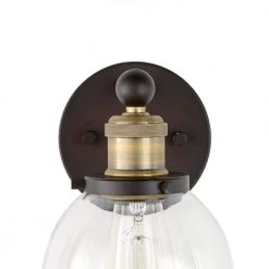 Home Decorators Collection Evelyn 6 in. 1-Light Bronze Modern Industrial Wall Mount Sconce Light with Clear Glass Shade -Home Decorators Soldes artisan bronze home decorators collection vanity lighting hb15018 313 c3 1000