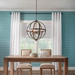 Home Decorators Collection Keowee 24-1/4 in. 6-Light Artisan Iron Farmhouse Orb Chandelier with Coastal Antique White Wood Accents -Home Decorators Soldes artisan iron elm wood home decorators collection chandeliers 1004hdcaidi e1 1000