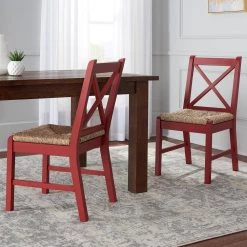 Home Decorators Collection Dorsey Mason Red Wood Dining Chair with Cross Back and Rush Seat (Set of 2) (17.72 in. W x 35.43 in. H) -Home Decorators Soldes beige mason red home decorators collection dining chairs ch1902032 nmas 76 1000