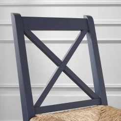 Home Decorators Collection Dorsey Midnight Blue Wood Dining Chair with Cross Back and Rush Seat (Set of 2) (17.72 in. W x 35.43 in. H) -Home Decorators Soldes beige midnight blue home decorators collection dining chairs ch1902032 nmid 40 1000