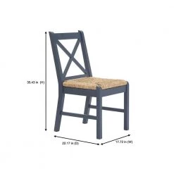 Home Decorators Collection Dorsey Midnight Blue Wood Dining Chair with Cross Back and Rush Seat (Set of 2) (17.72 in. W x 35.43 in. H) -Home Decorators Soldes beige midnight blue home decorators collection dining chairs ch1902032 nmid 4f 1000