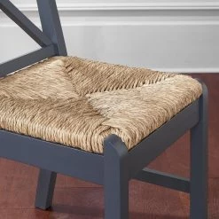 Home Decorators Collection Dorsey Midnight Blue Wood Dining Chair with Cross Back and Rush Seat (Set of 2) (17.72 in. W x 35.43 in. H) -Home Decorators Soldes beige midnight blue home decorators collection dining chairs ch1902032 nmid a0 1000