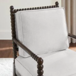 Home Decorators Collection Classic Wood Spindle Upholstered Accent Chair in Biscuit (28" W) -Home Decorators Soldes biscuit home decorators collection accent chairs kw 8700260 a0 1000