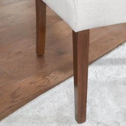 Home Decorators Collection Classic Upholstered Dining Accent Bench with Button Tufted Back and Walnut Accents (53" W) -Home Decorators Soldes biscuit home decorators collection bedroom benches 53 1d 1000