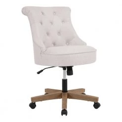 Home Decorators Collection Abbeyville Button-Tufted Upholstered Office Chair in Biscuit Beige with Adjustable Wood Base -Home Decorators Soldes biscuit home decorators collection task chairs 122 1 66 1000