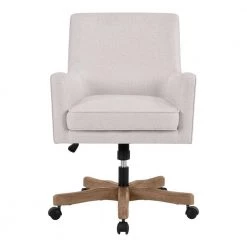 Home Decorators Collection Cosgrove Biscuit Beige Upholstered Office Chair with Arms and Adjustable Wood Base