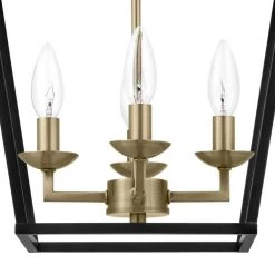 Home Decorators Collection Weyburn 16.5 in. 4-Light Black and Gold Lantern Farmhouse Semi-Flush Mount Kitchen Ceiling Light Fixture -Home Decorators Soldes black and gold home decorators collection flush mount lights c5596 bk gd 40 1000