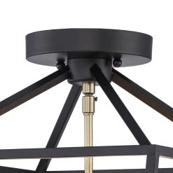 Home Decorators Collection Weyburn 16.5 in. 4-Light Black and Gold Lantern Farmhouse Semi-Flush Mount Kitchen Ceiling Light Fixture -Home Decorators Soldes black and gold home decorators collection flush mount lights c5596 bk gd 44 1000