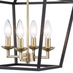 Home Decorators Collection Weyburn 16.5 in. 4-Light Black and Gold Lantern Farmhouse Semi-Flush Mount Kitchen Ceiling Light Fixture -Home Decorators Soldes black and gold home decorators collection flush mount lights c5596 bk gd 4f 1000