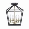 Home Decorators Collection Weyburn 16.5 in. 4-Light Black and Gold Lantern Farmhouse Semi-Flush Mount Kitchen Ceiling Light Fixture -Home Decorators Soldes black and gold home decorators collection flush mount lights c5596 bk gd 64 1000