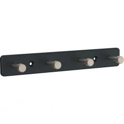 Home Decorators Collection 8 in. L Black and Nickel Metal Round Hook Key Rail