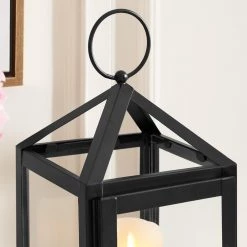 Home Decorators Collection Modern Black Metal Lantern Candle Holder - Hanging or Tabletop (Set of 2) -Home Decorators Soldes black home decorators collection candle holders dc14 9465ab 1d 1000