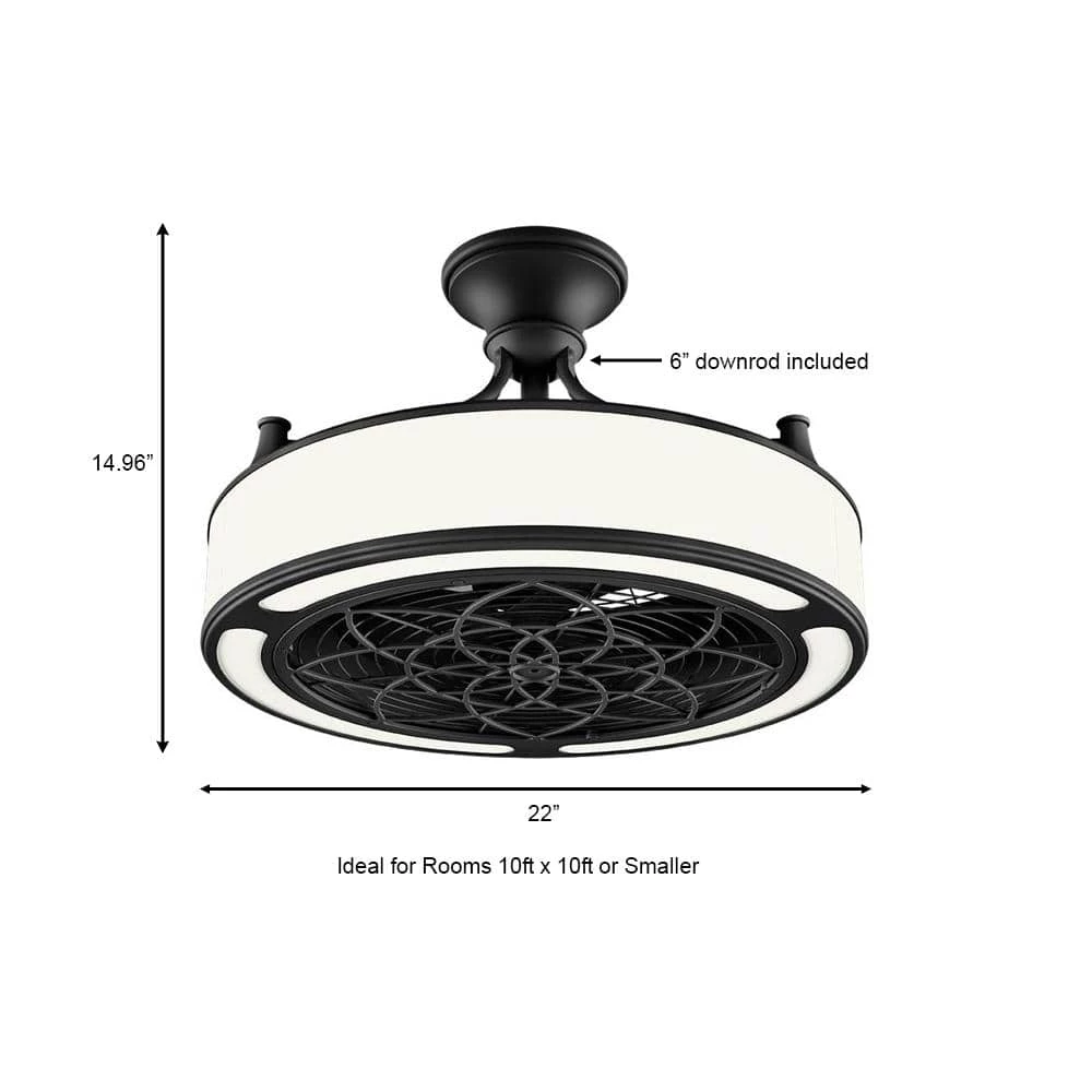 Home Decorators Collection Windara 22 in. LED Indoor/Covered Outdoor Black Ceiling Fan with Light Kit and Remote Control 6 Home Decorators Collection Windara 22 in. LED Indoor/Covered Outdoor Black Ceiling Fan with Light Kit and Remote Control - Image 4