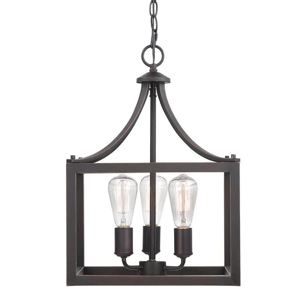 Home Decorators Collection Boswell Quarter 14 in. 3-Light Distressed Black Farmhouse Square Pendant Light 10 Home Decorators Collection Boswell Quarter 14 in. 3-Light Distressed Black Farmhouse Square Pendant Light - Image 8