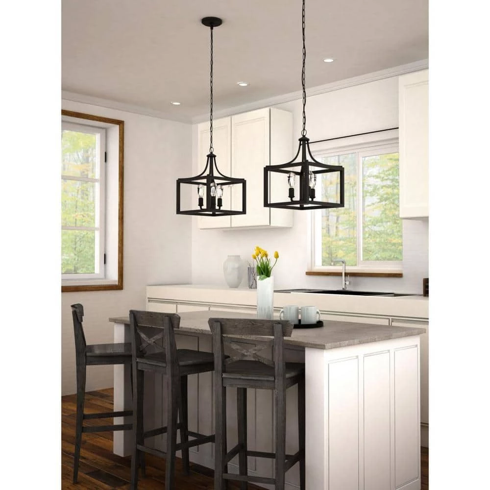 Home Decorators Collection Boswell Quarter 14 in. 3-Light Distressed Black Farmhouse Square Pendant Light 5 Home Decorators Collection Boswell Quarter 14 in. 3-Light Distressed Black Farmhouse Square Pendant Light - Image 3