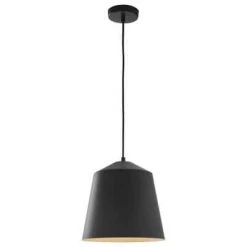 Home Decorators Collection 1-Light Black Metal Industrial Farmhouse Hanging Kitchen Pendant Light