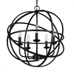 Home Decorators Collection Sarolta Sands 5-Light Black Orb Chandelier for Dining Room -Home Decorators Soldes black home decorators collection chandeliers kb 55607 4f 1000