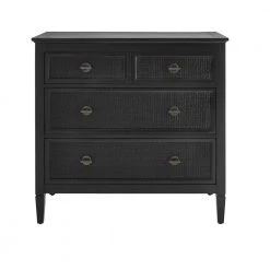 Home Decorators Collection Marsden Black 3-Drawer Cane Chest of Drawers (38 in W. X 36 in H.)