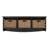 Home Decorators Collection 9.7 in. H x 40 in. W x 9.5 in. D Black and Walnut Wood Floating Decorative Cubby Wall Shelf with Hooks and Baskets -Home Decorators Soldes black home decorators collection decorative shelving sk19434br1 b 64 1000