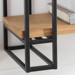 Home Decorators Collection 30 in. H x 24 in. W x 8 in. D Wood and Black Metal Wall-Mount Bookshelf -Home Decorators Soldes black home decorators collection decorative shelving yx9z1006 bs 1d 1000