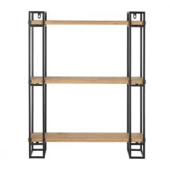 Home Decorators Collection 30 in. H x 24 in. W x 8 in. D Wood and Black Metal Wall-Mount Bookshelf