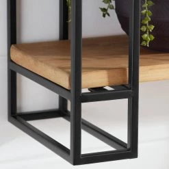 Home Decorators Collection 24 in. H x 24 in. W x 8 in. D Wood and Black Metal Wall-Mount Bookshelf -Home Decorators Soldes black home decorators collection decorative shelving yx9z1008 bs 1d 1000