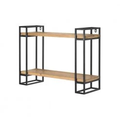 Home Decorators Collection 24 in. H x 24 in. W x 8 in. D Wood and Black Metal Wall-Mount Bookshelf -Home Decorators Soldes black home decorators collection decorative shelving yx9z1008 bs 66 1000