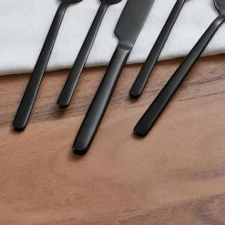 Home Decorators Collection Brenner 20-Piece Matte Black Finished Stainless Steel Flatware Set (Service for 4) -Home Decorators Soldes black home decorators collection flatware sets ks6612 20p mab a0 1000